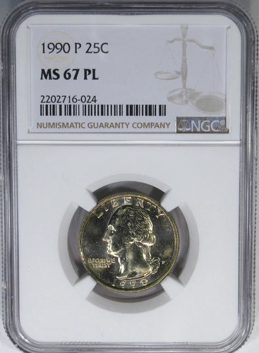 1990-P NGC MS67PL WASHINGTON QUARTER ~ RARE FINEST PROOFLIKE!