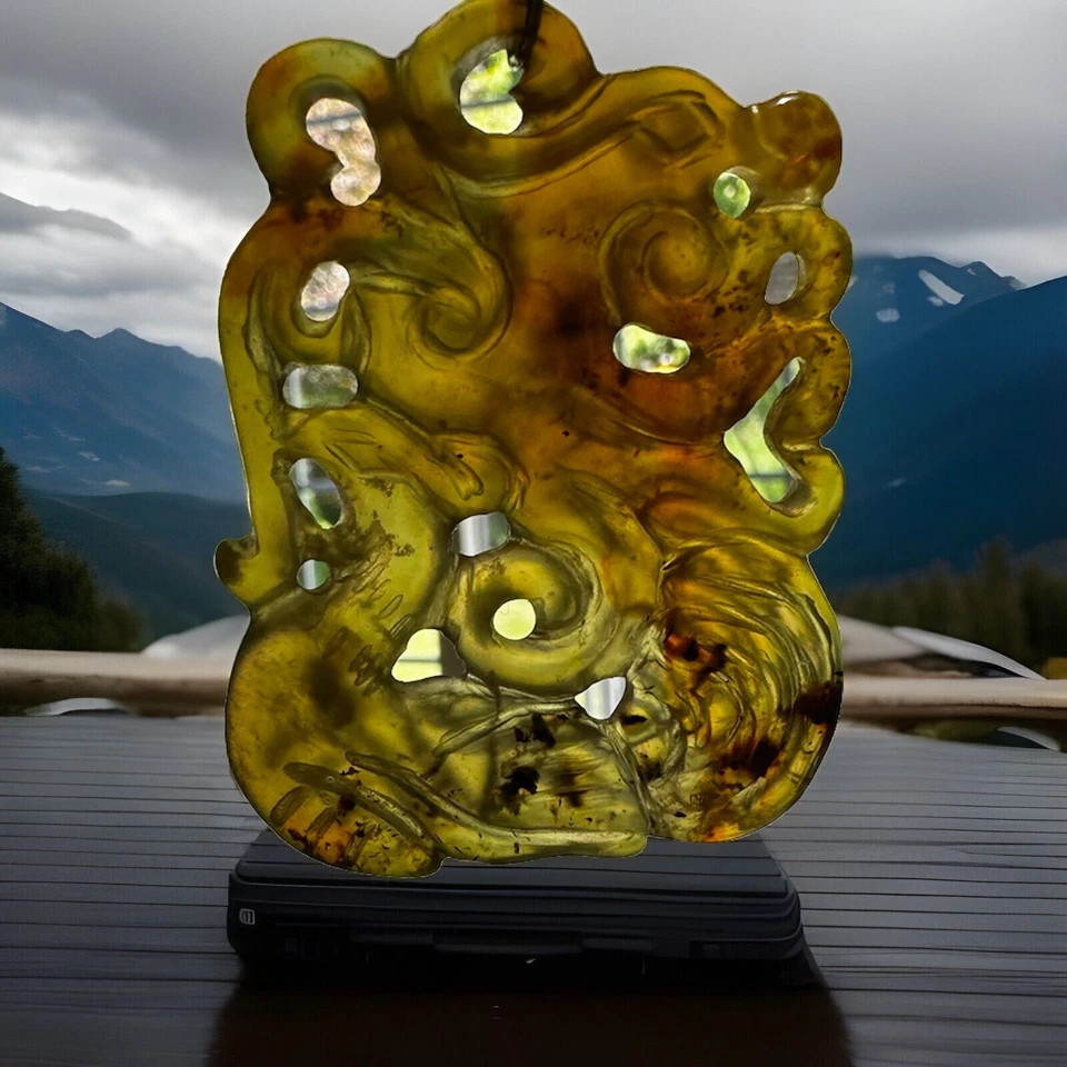 Jade Dragon Red Agate Mop And Tiger Eye Stones Necklace Vintage Stunning 20” - Image 4 of 4