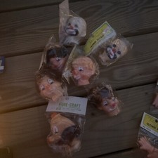 Vintage Lot of 7 Fibre Craft Clown Heads Make Your Own Clown Dolls