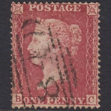 Z12_27 GB QV 1857 1d ROSE-RED PLATE 59 SG36-C11 BC FU CANTERBURY 84 WELL CENTRED