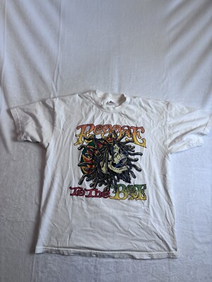 VTG AAA Reggae To The Bone White Short Sleeve Shirt Stains Men's XL *