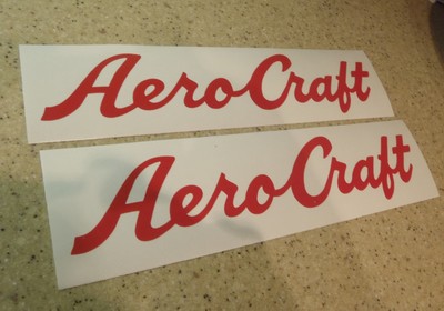 AeroCraft Vintage Fishing Boat Decals Red 12'' 2-PAK FREE SHIP + FREE Fish Decal!