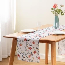 Lianvin Washable Table Runner For Thanksgiving Christmas Wedding 13 x 72'' White