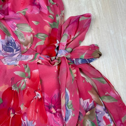 LRL Ralph Lauren 100% Seda Volantes Jardín Fiesta Romántico Floral Y2K Vestido Envolvente 6 - Imagen 5 de 16