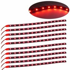 Red 10pcs 30cm15 Led Car Motors Truck Boat Flexible Strip Light Waterproof 12v