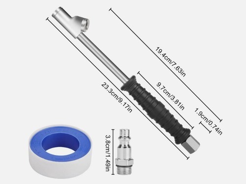 Dual Head Air Chuck 1/4" FNPT Straight Foot Lock On Truck RV Tire Inflate Chuck - Foto 2 di 6
