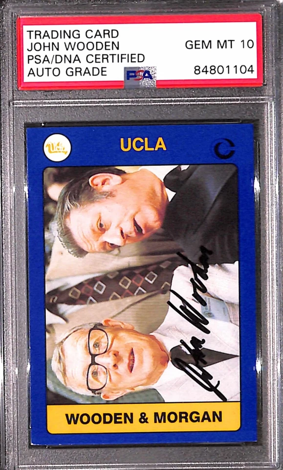 Tarjeta de novato firmada autografiada por John Wooden "GOAT Coach" 1991 UCLA #108 PSA 10 RC Foto 2 de 3