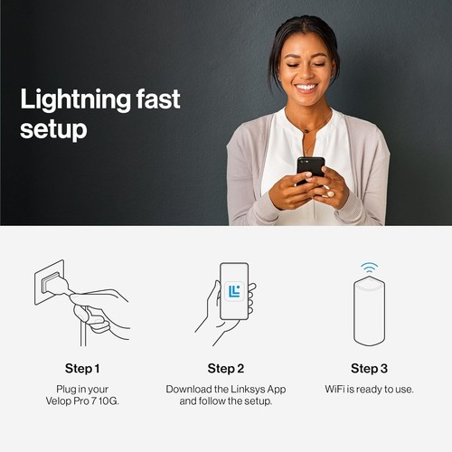 Linksys Velop Pro 7 10G LN1401 - Tri-Band wifi7 1x 10Gb WAN, 4x2.5Gb LAN - OFFER - Picture 3 of 7