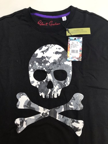 Robert Graham Knockout Black Skull Bones L/S Pullover Shirt Men Sz XL New $148 - Picture 10 of 10