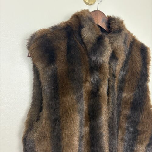 Coaco New York Kunstfell Weste braun Mob Wife Damen Medium wendbar schick Lagenlook - Bild 4 von 16