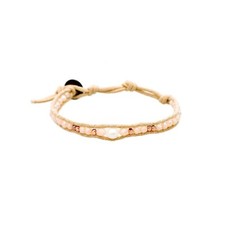 Rose Gold and Pearl Single Wrap Bracelet, Adj...