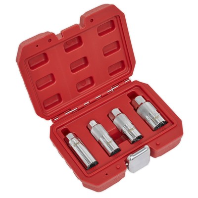 Sealey Spark Plug Socket Set 4pc 3/8''Sq Drive Metric Rubber Insert AK6556