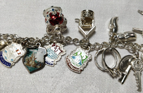 QUITTING EBAY SALE PRICE; 1950's Sterling & 800 & 835 Silver Charm Bracelet vssa - Picture 15 of 18