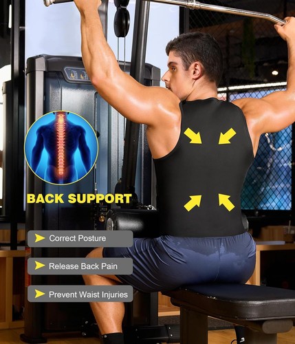 Men Sauna Sweat Waist Trainer Shaper Compression Workout Enhancing Tank Top Vest - 第 5/18 張圖片