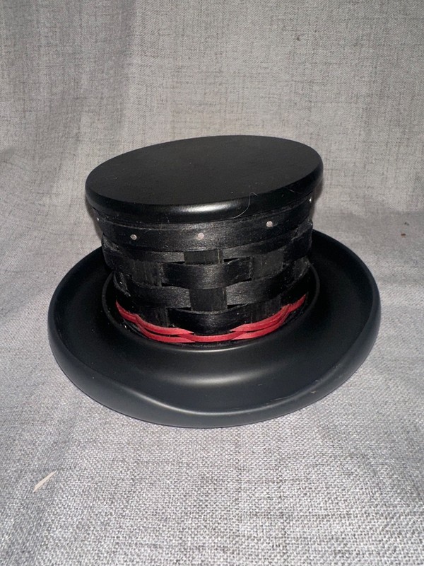 Longaberger Black Snowman Hat with Ceramic Base
