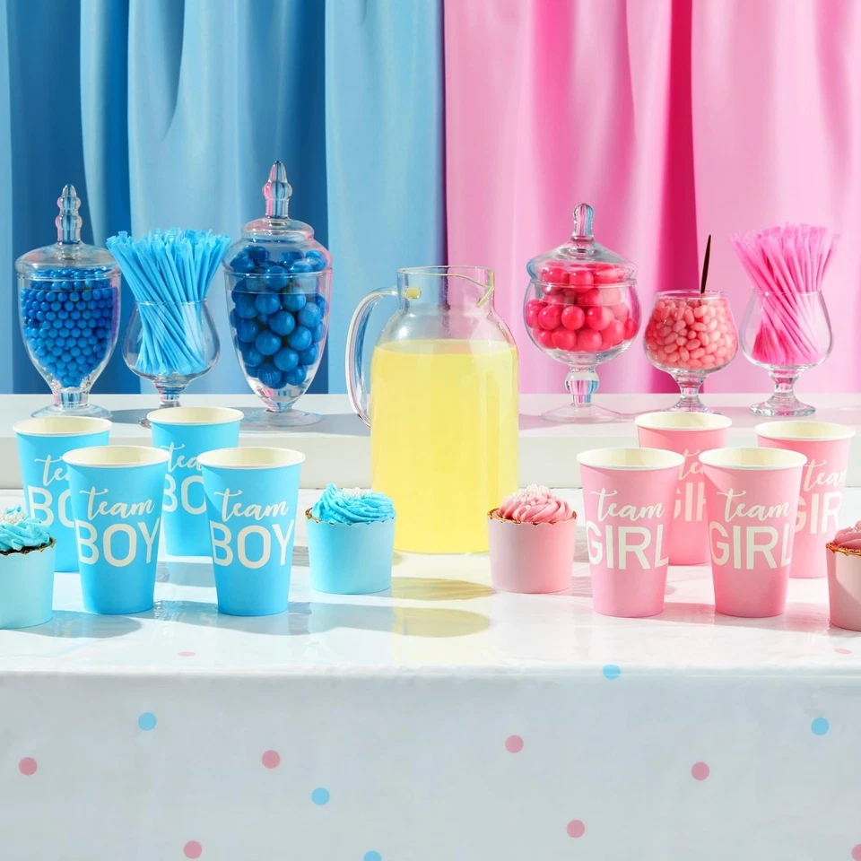 Paper Party Cups, Gender Reveal Supplies (12 oz, Pink and Blue, 50-Pack) - Image 2 of 4