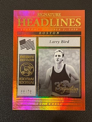 Larry Bird 2025-26 Panini Signature Series Red /75 Celtics Headlines 