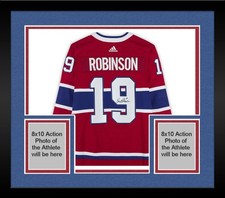 Framed Larry Robinson Montreal Canadiens Autographed Red Adidas Jersey