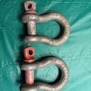Two Crosby Anchor Shackle Bolt Type Number 34- 43/4 Galvinized Steel Heavy