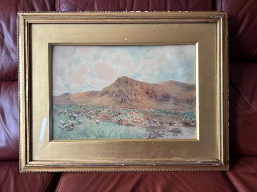 LARGE, JOHN ABERNETHY LYNAS GRAY ORIGINAL ANTIQUE WATERCOLOUR PAINTING, 1895