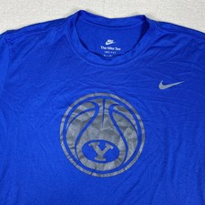 Nike BYU Cougars Basketball Shirt Mens XL Blue Dri Fit The Nike Tee Team Issued