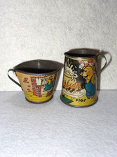 Vintage Ohio Art Disney "Three Little Pigs" Metal Tea Set Pieces