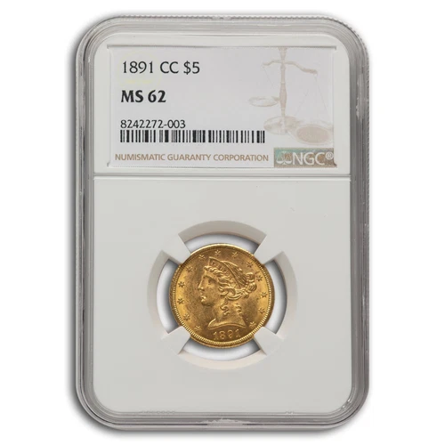 1891-CC $5 Liberty Gold Half Eagle MS-62 NGC