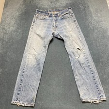 Levi's 505 Jeans Mens 33x30 Blue Denim Cotton Stretch Straight Leg Regular Fit