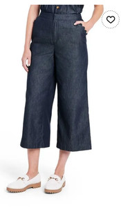 Kika Vargas X Target Women's Wide Leg Trousers Dark Wash Scalloped Pockets sz 10