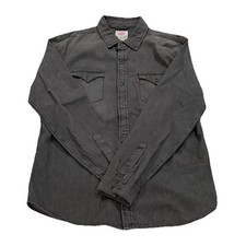 NWT Levi's Men's Matthew Western Denim Button Shirt Black Smoke Charcoal Medium