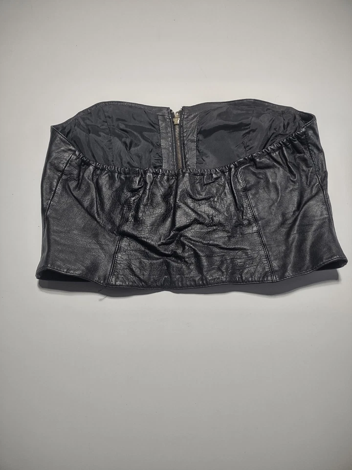 Bustier de cuero negro totalmente forrado Avon Fashions vintage para mujer - talla 17/18 Foto 2 de 3