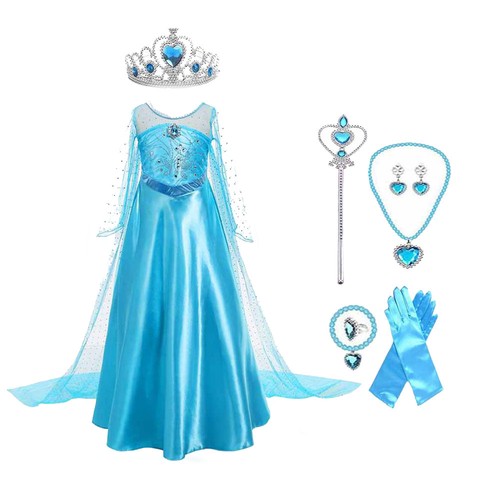 Disney Frozen Evening Cosplay ElSA &ANNA Girl's Princess Costume Party Dresses