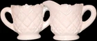 Vtg Westmoreland Thumbelina Old Quilt Milk Glass Creamer - Sugar Set with Labels