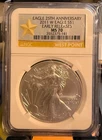 2011 - West Point - SILVER BURNISHED AMERICAN EAGLE - Early Release - NGC MS70