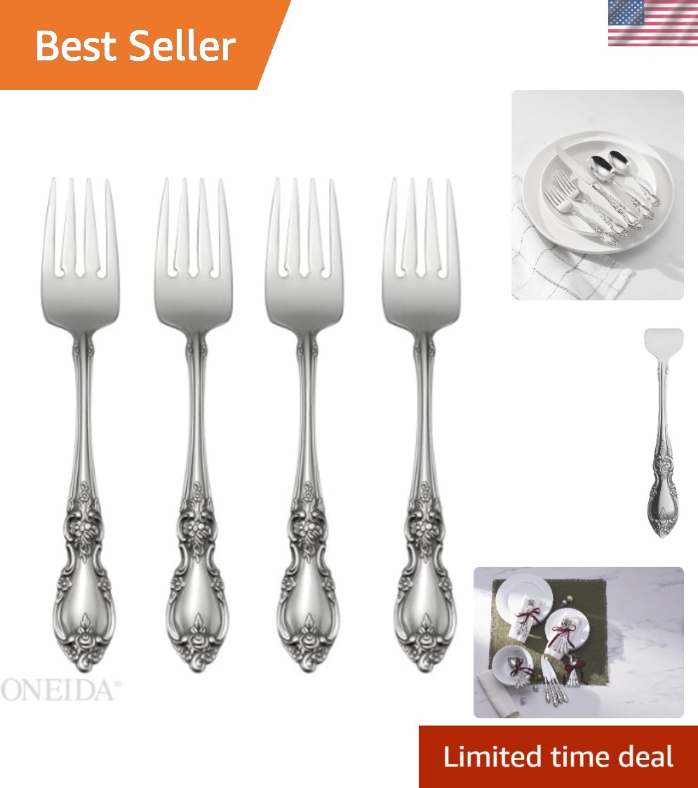 Elegant 4-Piece Salad Fork Set - Rust Resistant, Dishwasher 