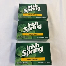 Irish Spring ORIGINAL Deodorant Soap Lot of 3 Bars 3.7 Oz New Sealed Box