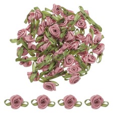 150 Pcs Dark Red Mini Roses Bow 15mm Ribbon Roses for Appliques Crafts