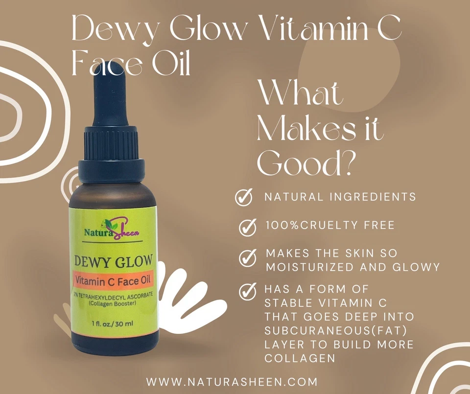 NATURASHEEN DEWY GLOW Vitamin C Face Oil 30ml Tetrahexyldecyl Ascorbate. - Image 2 of 4