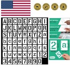 54 Pcs 2 Inch Alphabet and Number Stencils, Reusable Interlocking Letter Sten...