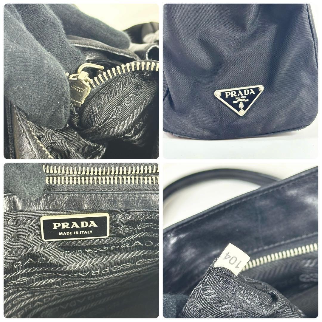 PRADA nylon and leather shoulder bag in black with triangle logo thumbnail 11