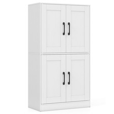 COSTWAY Pantry Cabinet Floor Storage Cabinet with Doors-White