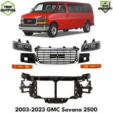 Front Grille Chrome Assembly Headlights Kit For 2003-2023 Gmc Savana 2500 3500