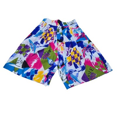 Vintage 80s 90s High Rise Baggy Shorts Women's MED Colorful Vogue Pockets USA