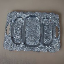 Arthur Court 1993 Aluminum Serving Tray Divided Relish Fruit Bunny Vintage