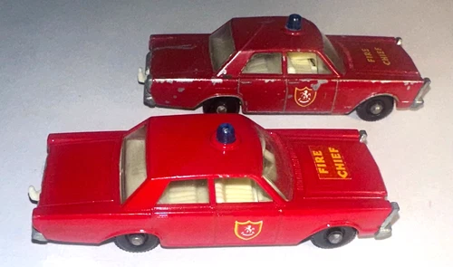 LOT OF TWO Vintage Matchbox Ford Galaxie Fire Chief CARS No. 55/59 & No.59- - X4