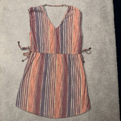 Universal Thread Women's Striped Mini Dress Small Multicolor Tie Waist V Neck