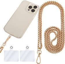 Amabro Metal Phone Chain Holder, Universal Cell Crossbody Neck Gold