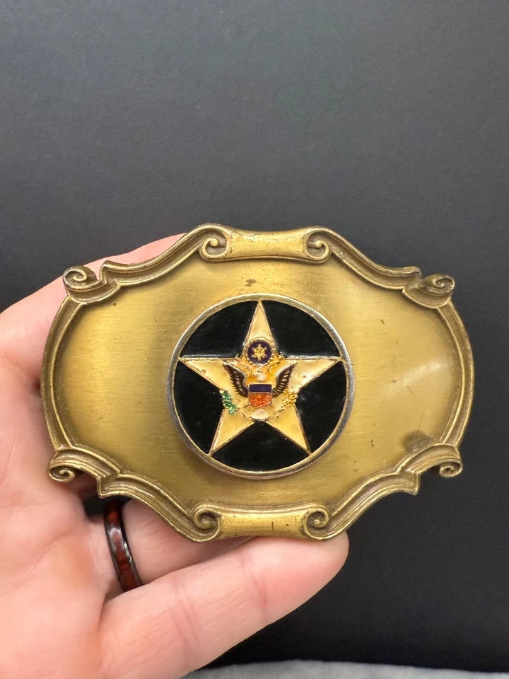 Винтажная золотистая пряжка для ремня с американским орлом - Изображение 3 из 4