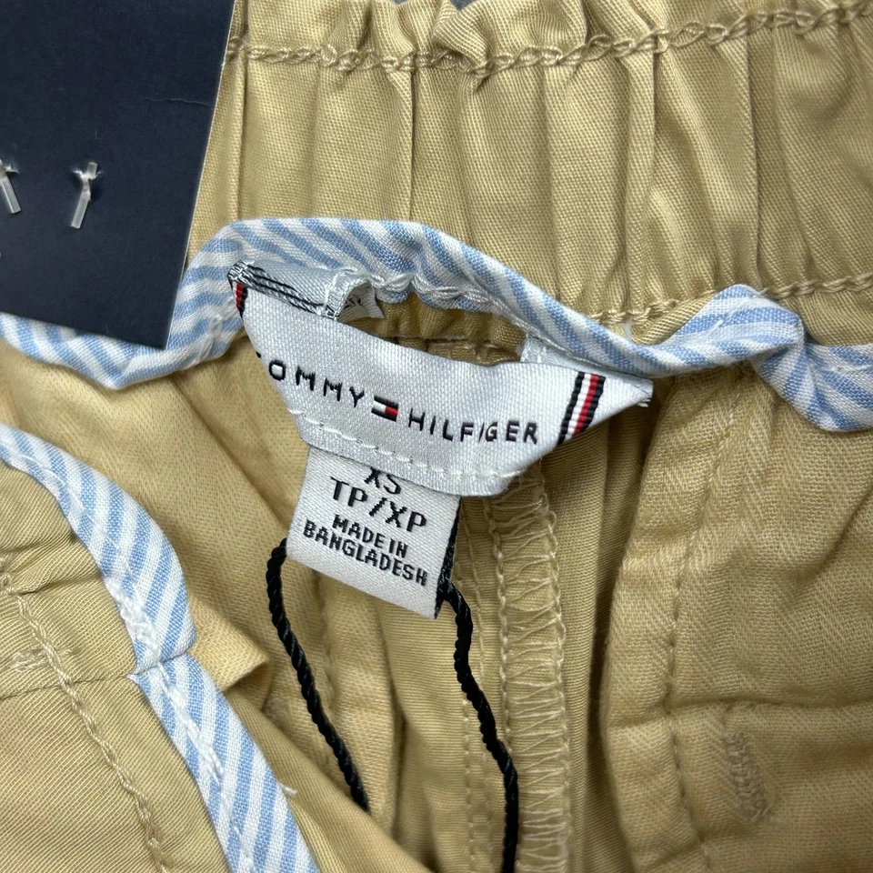 Tommy Hilfiger Pantalones Cortos Niñas XS 4-5, Caqui Chino Elástico Cintura Corbata Cinturón Foto 4 de 4