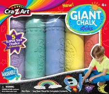 Giant Chalk Sticks for Outdoor Fun, 5 Count, Washable, Kids' Sidewalk Art